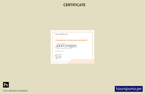 listo para imprimir plantilla de certificado de agradecimiento por patrocinio de
